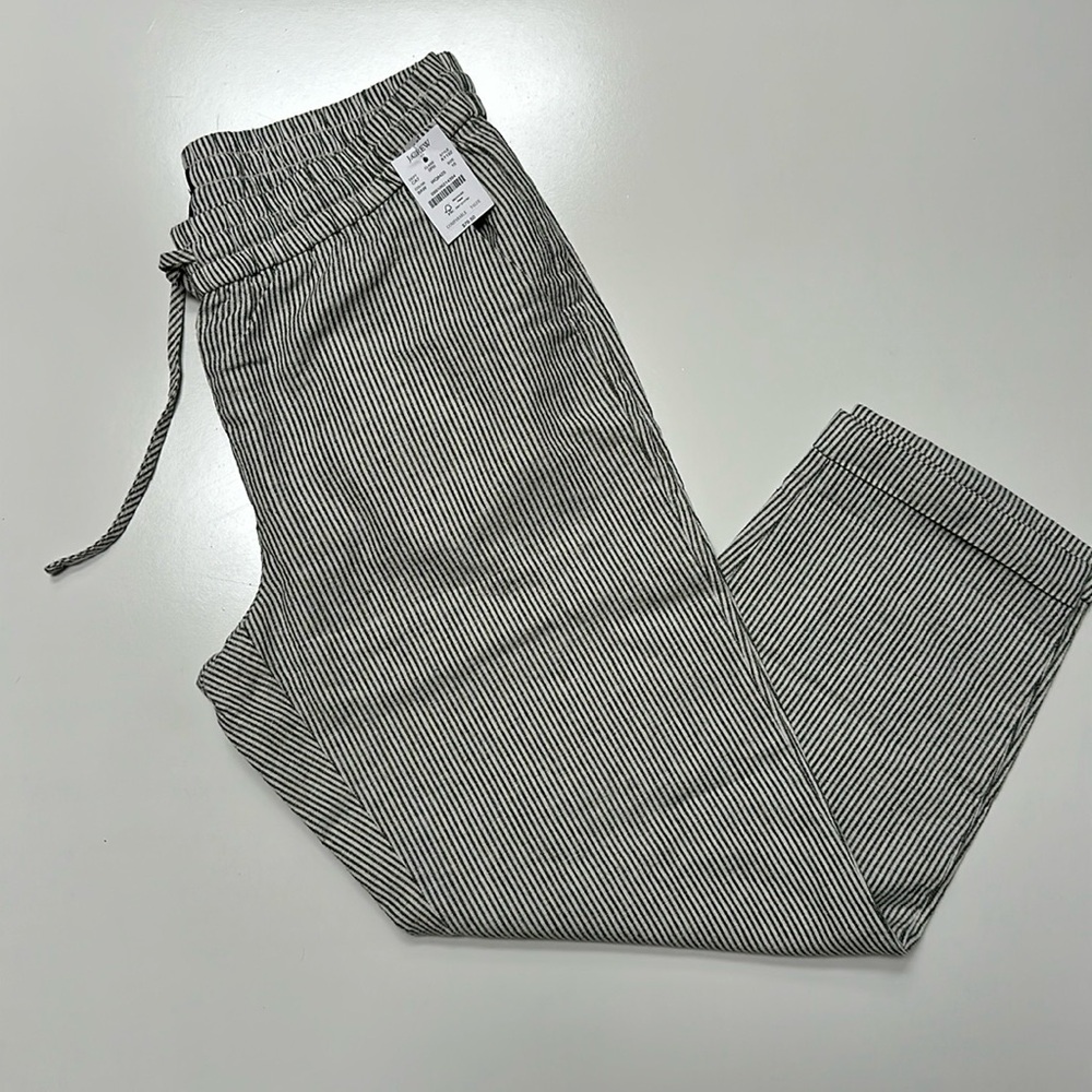 J.Crew NWT Linen/cotton blend striped pants Size 10